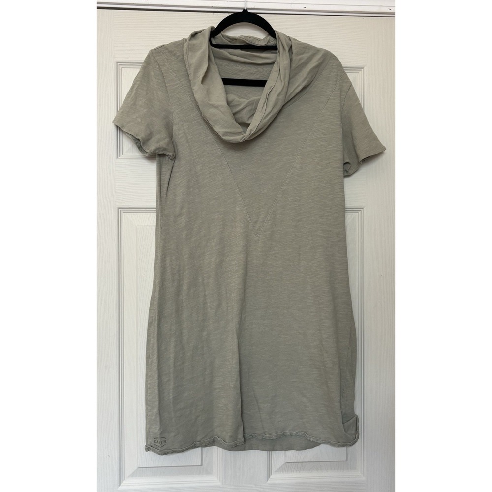 Organic Earth Sage Cowl Neck Short Sleeve Dress Sz M